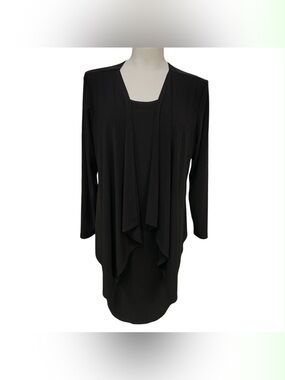 Sears Black Draped Front Tunic Size M